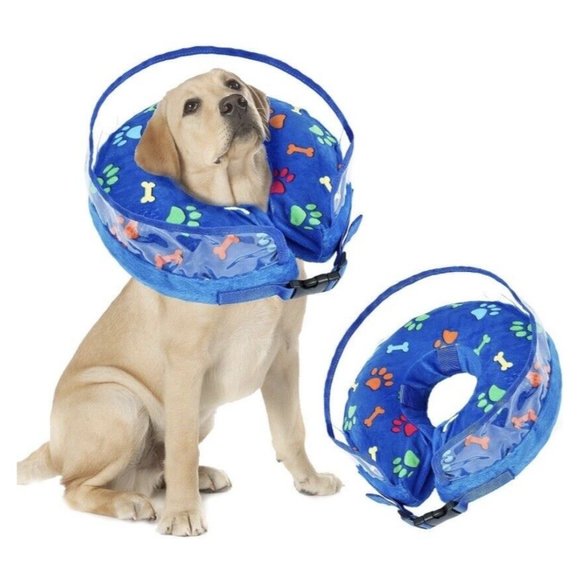 Inflatable Dog Cone Large After Surgery, stops licking and excessive biting NEW - Picture 1 of 12